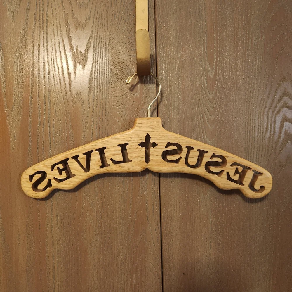 Solid Wood Religious Cross JESUS LIVES Cut Out 17